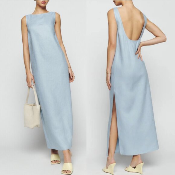Reformation | Dresses | Reformation Marcie Linen Maxi Dress Mineral Blue |  Poshmark
